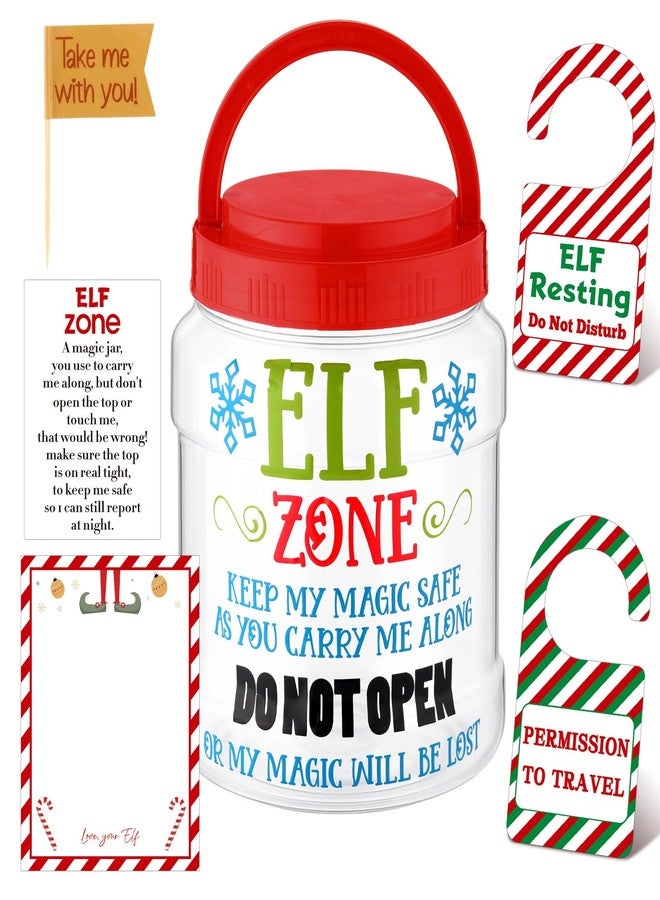 ForraFun Christmas Elves Carrier Set Plastic Jar with Christmas Handle Tags Funny Xmas Card Letter Label Elves Container with Lids Handle Adventures Transport Gift for Xmas Holiday Travel Kit Decor - Image 1